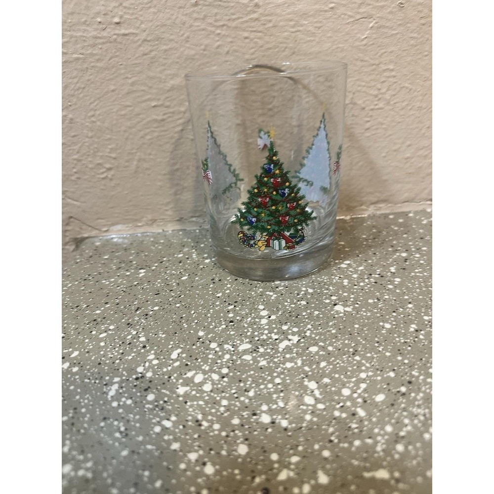 Avon Vintage Christmas Tree Glass Shot Glass Clear Holiday Barware Festive Decor